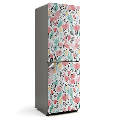 Okleina na lodówkę Kwiatowy wzór z liśćmi