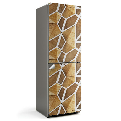 Naklejka tapeta na lodówkę Wzór geometryczny z drewna
