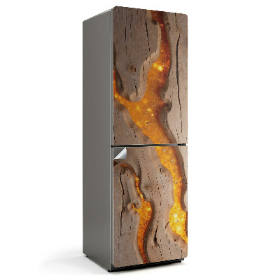 Okleina na lodówkę Naturalny wzór drewna z żywicą