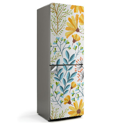 Okleina na lodówkę Kwiatowy wzór z liśćmi