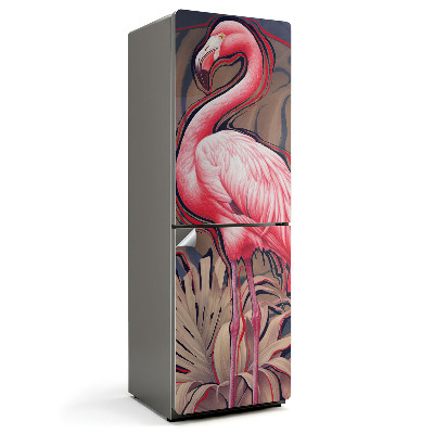 Naklejka tapeta na lodówkę Dostojny Flaming w tropikach
