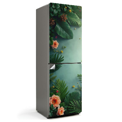 Samoprzylepna naklejka na lodówkę Kwiatowy wzór z liśćmi