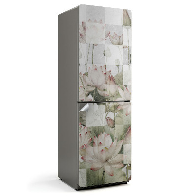 Samoprzylepna naklejka na lodówkę Lilie na szachownicy