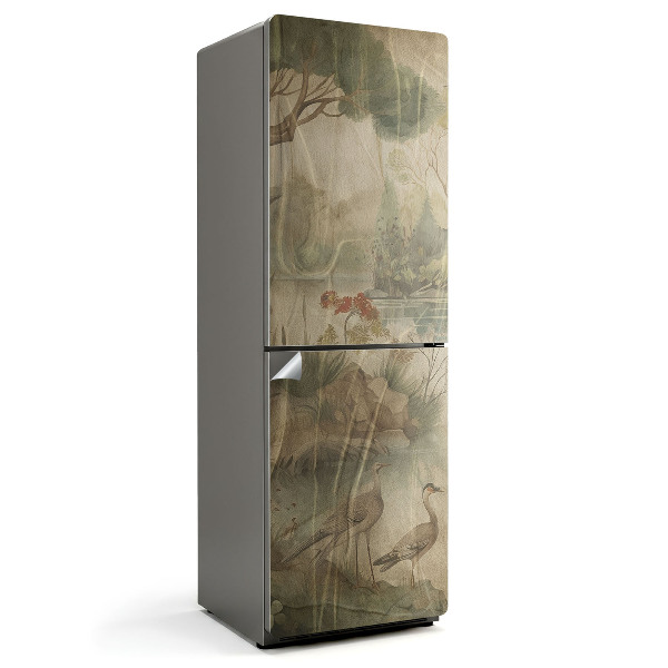 Naklejka na lodówkę Spokojny krajobraz z ptakami