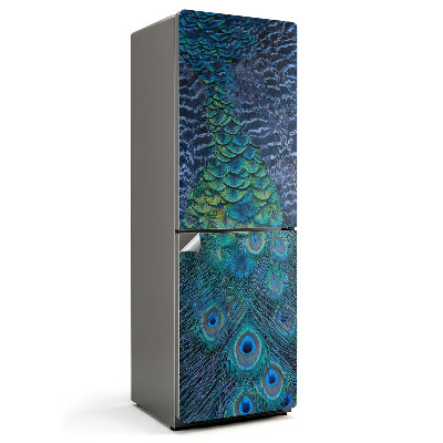 Samoprzylepna naklejka na lodówkę Pióra pawia w detalu