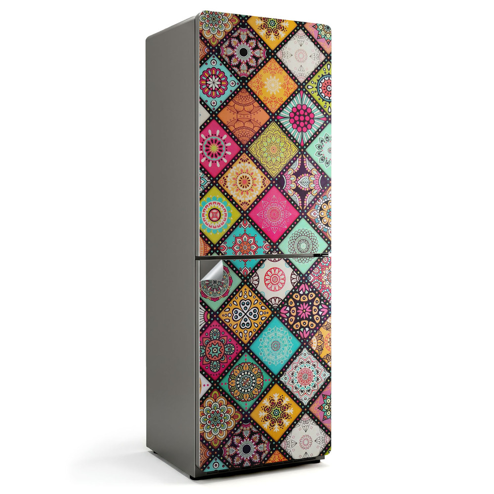 Naklejka tapeta na lodówkę Wzory w kolorowych rombach