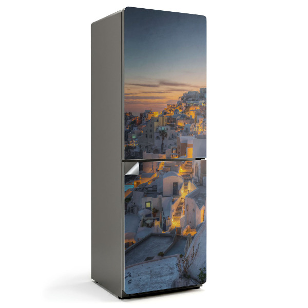 Samoprzylepna naklejka na lodówkę Malowniczy widok Santorini