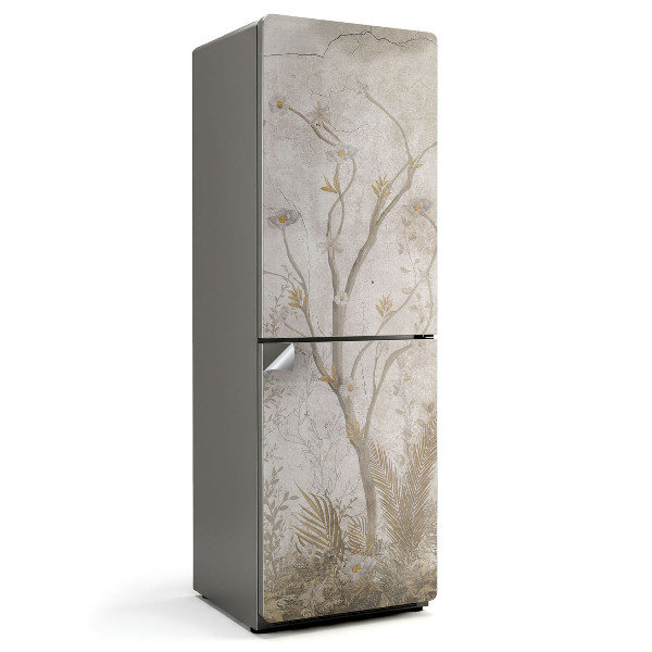 Naklejka tapeta na lodówkę Wzór z gałęziami i kwiatami