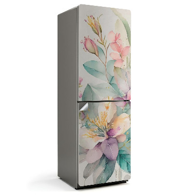 Naklejka tapeta na lodówkę Kwiaty malowane akwarelą