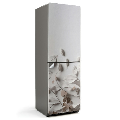 Naklejka na lodówkę Delikatne liście i kwiaty