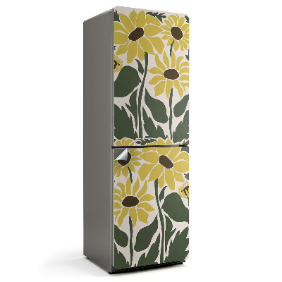 Naklejka tapeta na lodówkę Kwiatowy wzór z liśćmi