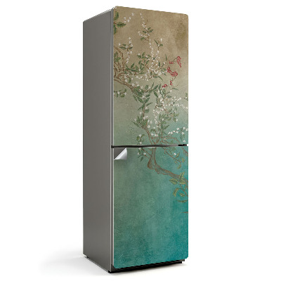 Samoprzylepna naklejka na lodówkę Kwiatowy motyw na tle