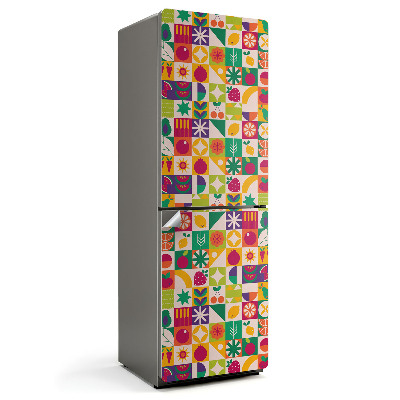 Naklejka tapeta na lodówkę Kolorowy wzór z owocami