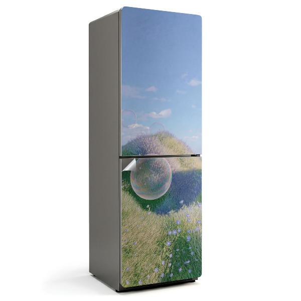 Okleina na lodówkę Bańki mydlane na tle łąki