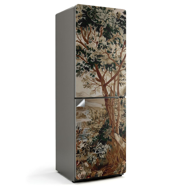 Samoprzylepna naklejka na lodówkę Naturalny pejzaż z drzewami