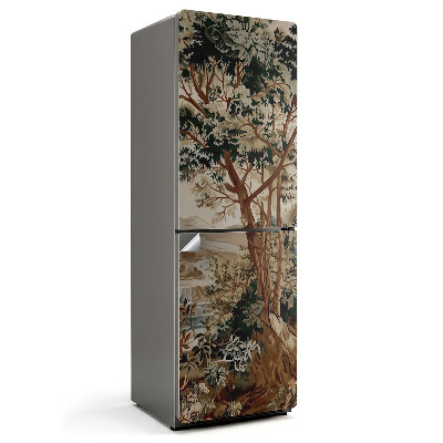 Samoprzylepna naklejka na lodówkę Naturalny pejzaż z drzewami