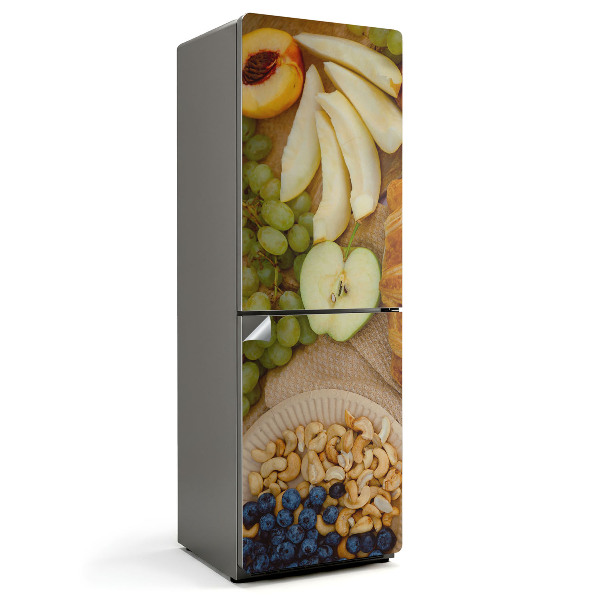 Samoprzylepna naklejka na lodówkę Świeże owoce i orzechy
