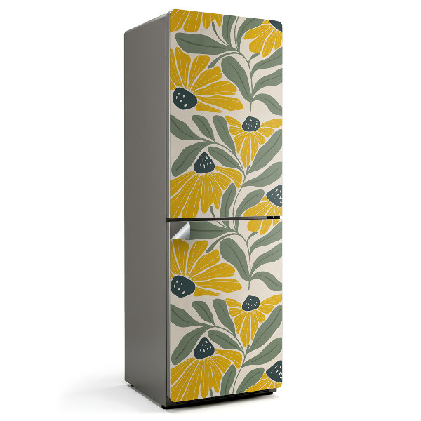 Samoprzylepna naklejka na lodówkę Wzór z kwiatami i liśćmi