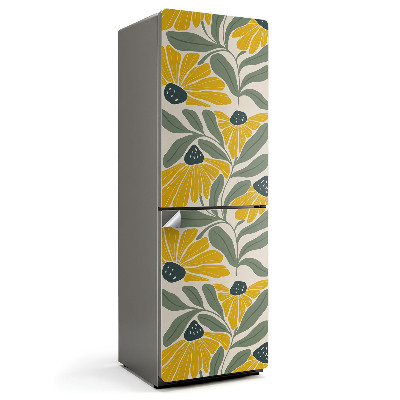 Samoprzylepna naklejka na lodówkę Wzór z kwiatami i liśćmi