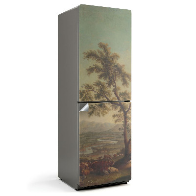Samoprzylepna naklejka na lodówkę Wiejski krajobraz z drzewem