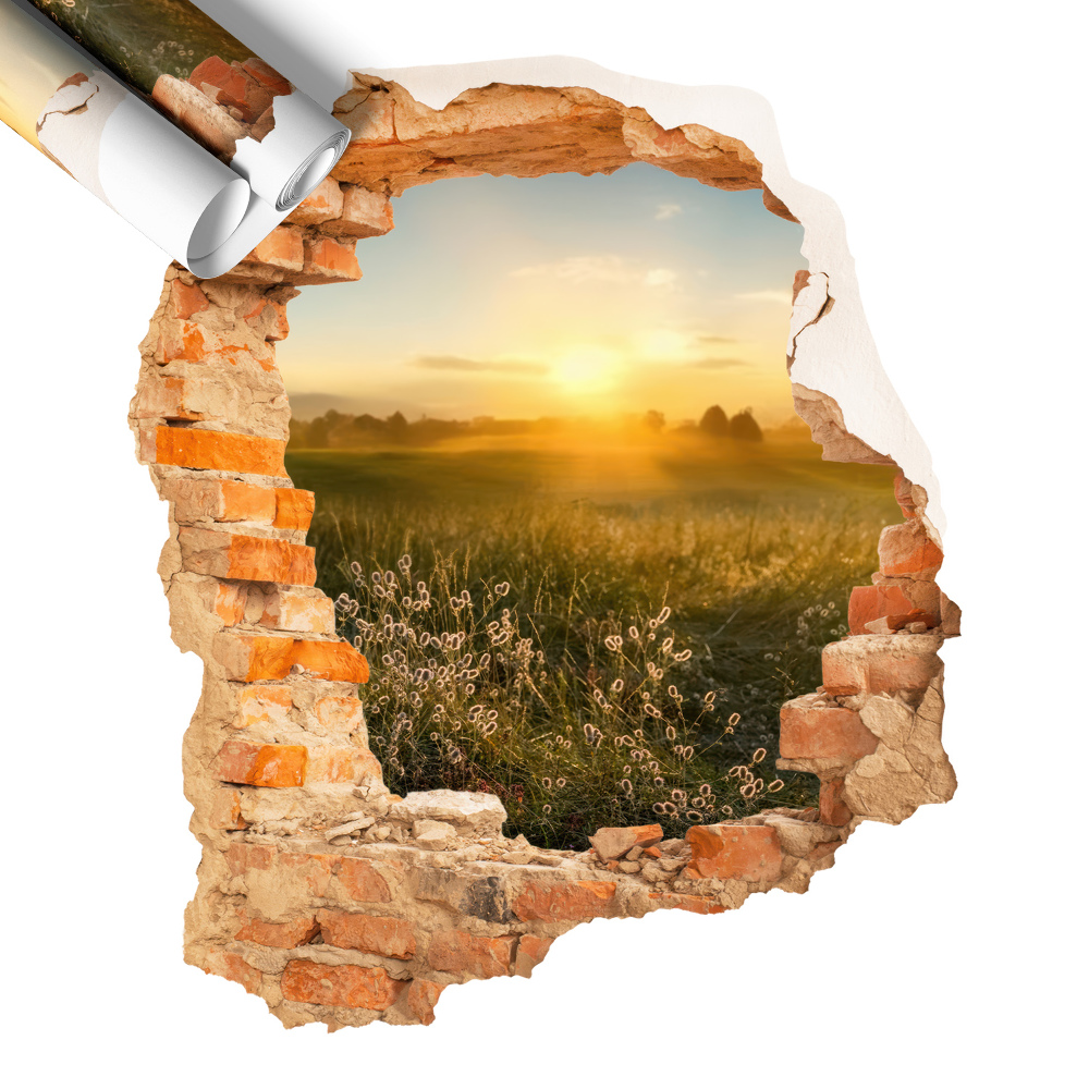 Naklejka na ścianę dziura 85x100 Słoneczna łąka