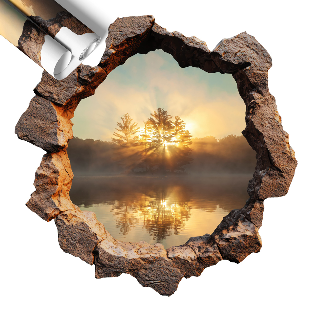 Naklejka na ścianę dziura 100x99 Krajobraz przez skały