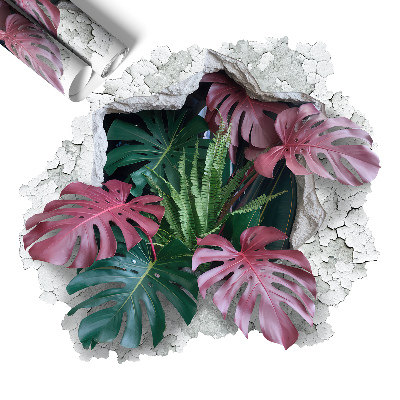 Naklejka na ścianę dziura 100x91 Tropikalna kompozycja