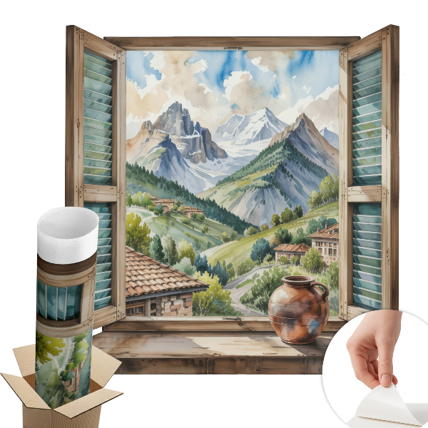 Plakat okno z widokiem 100x92 Górski pejzaż