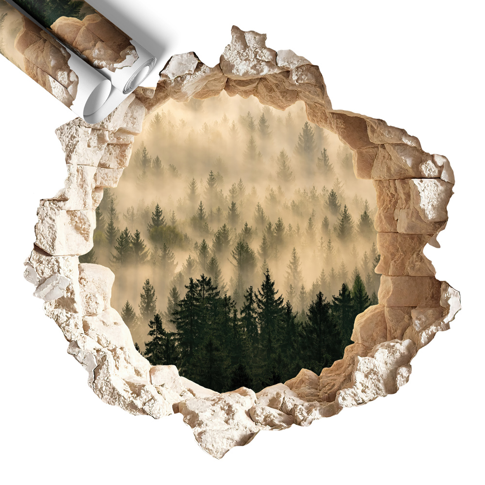 Naklejka na ścianę dziura 100x97 Mistyczny las