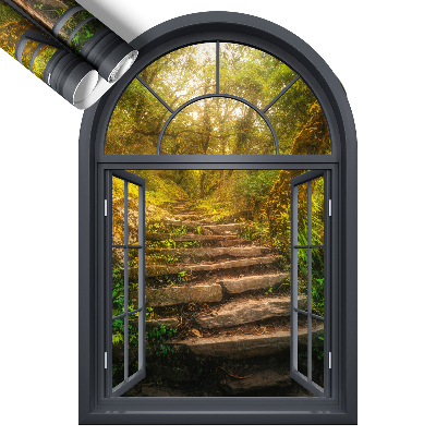 Tapeta 3D widok z okna 88x130 Leśne okno