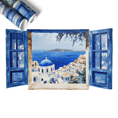 Tapeta 3D widok z okna 130x75 Grecki krajobraz
