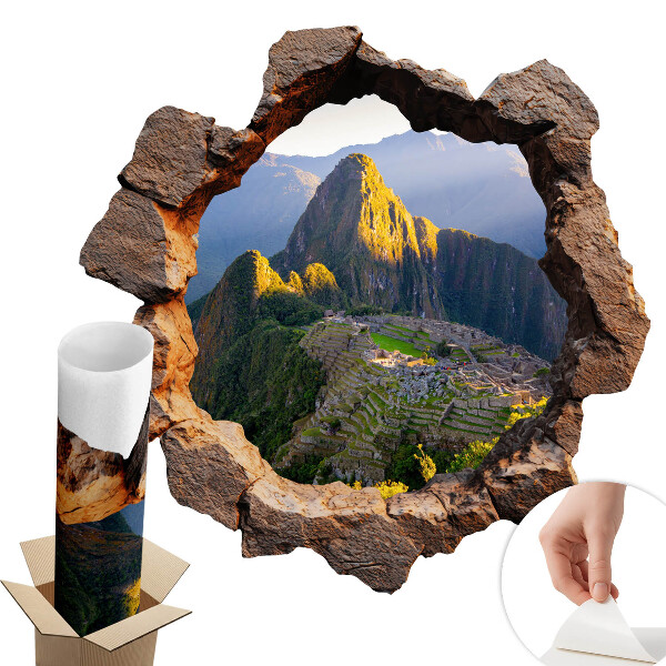 Naklejka na ścianę dziura 3D 130x129 Skalne okno