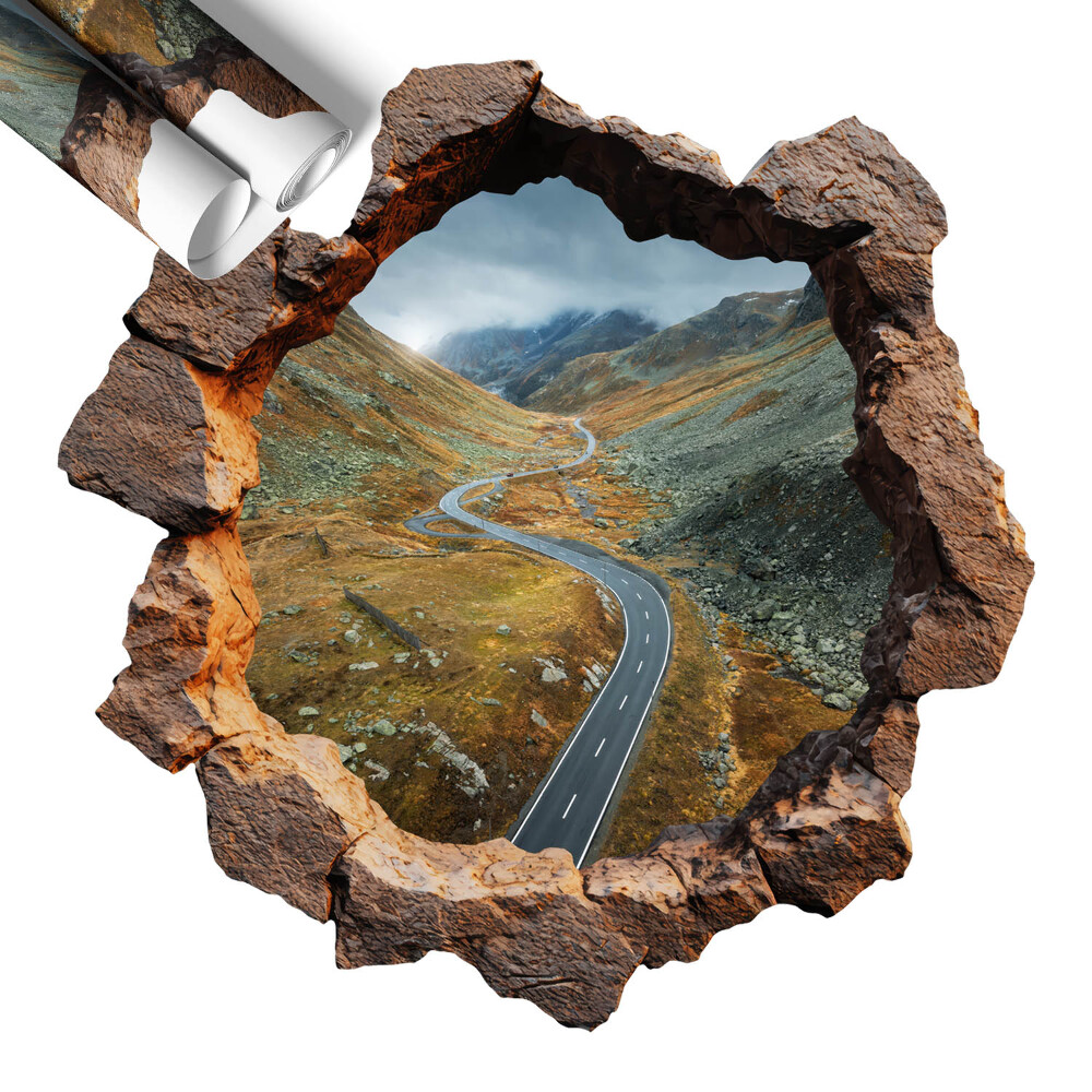 Naklejka na ścianę dziura 3D 130x129 Górska wędrówka