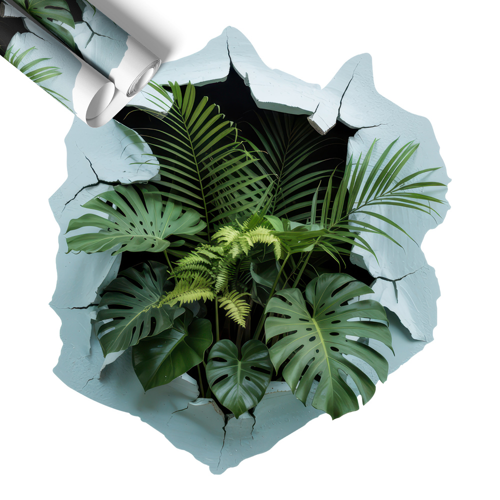 Naklejka na ścianę dziura 3D 117x130 Roślinna eksplozja