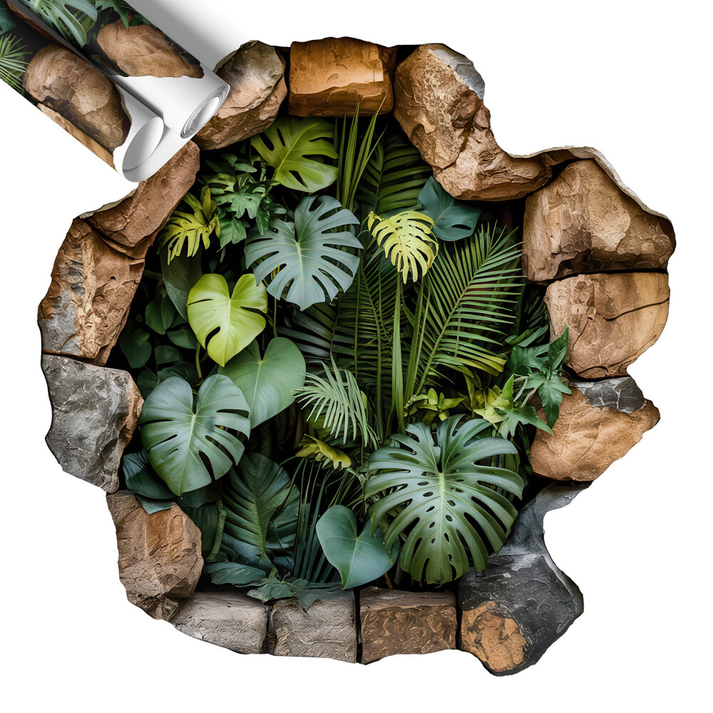 Naklejka na ścianę dziura 3D 130x130 Tropikalna oaza