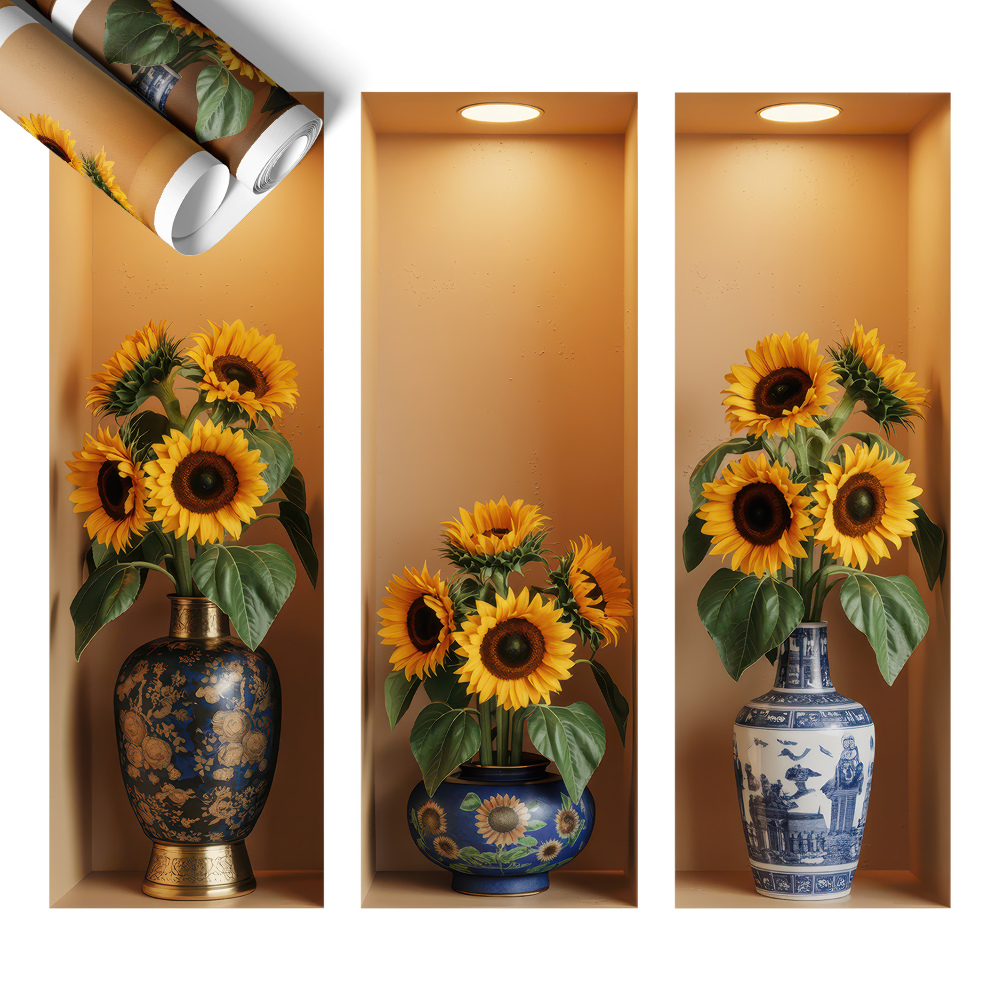 Naklejka ścienna 3D 130x118 Słoneczniki bukiety