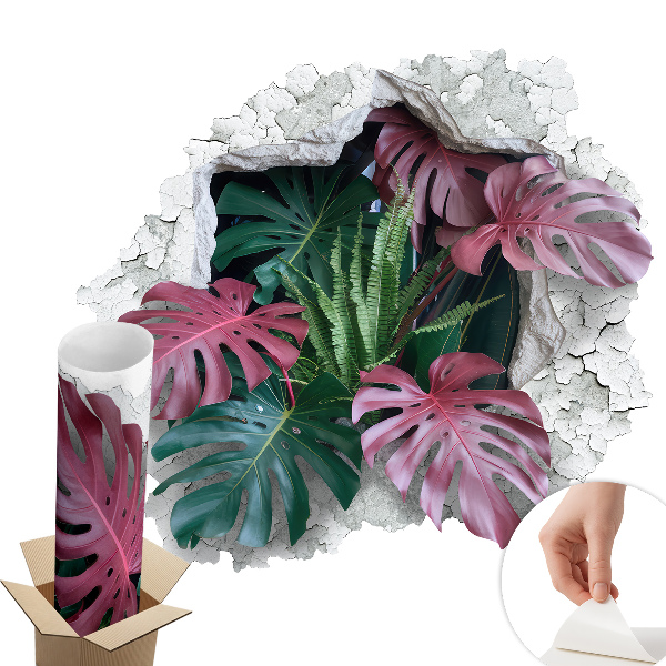 Naklejka na ścianę dziura 3D 130x118 Tropikalna kompozycja