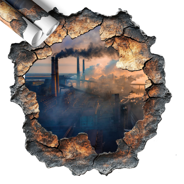 Naklejka dziura w ścianie 58x60 Przemysłowy krajobraz