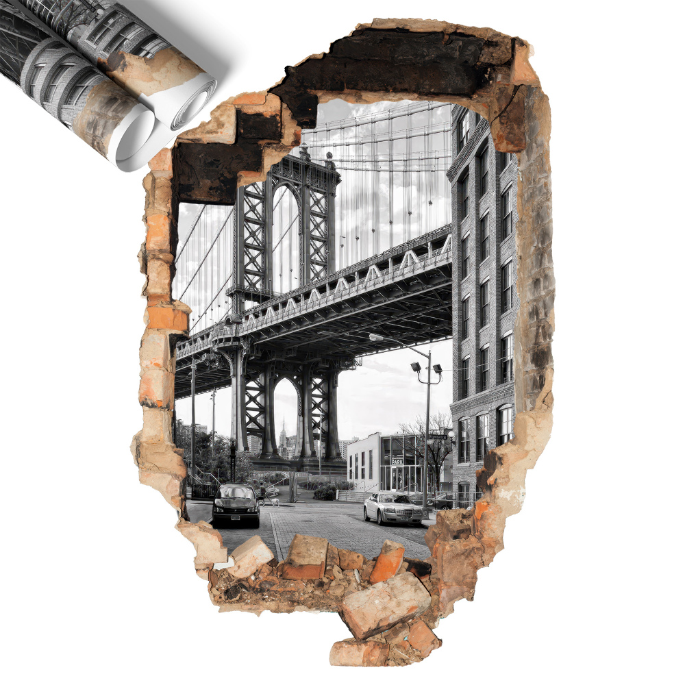 Naklejka dziura w ścianie 40x60 Miejski pejzaż