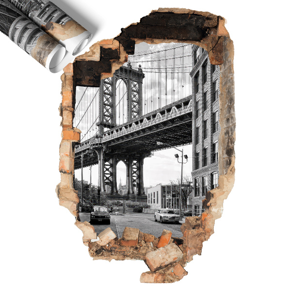 Naklejka dziura w ścianie 40x60 Miejski pejzaż