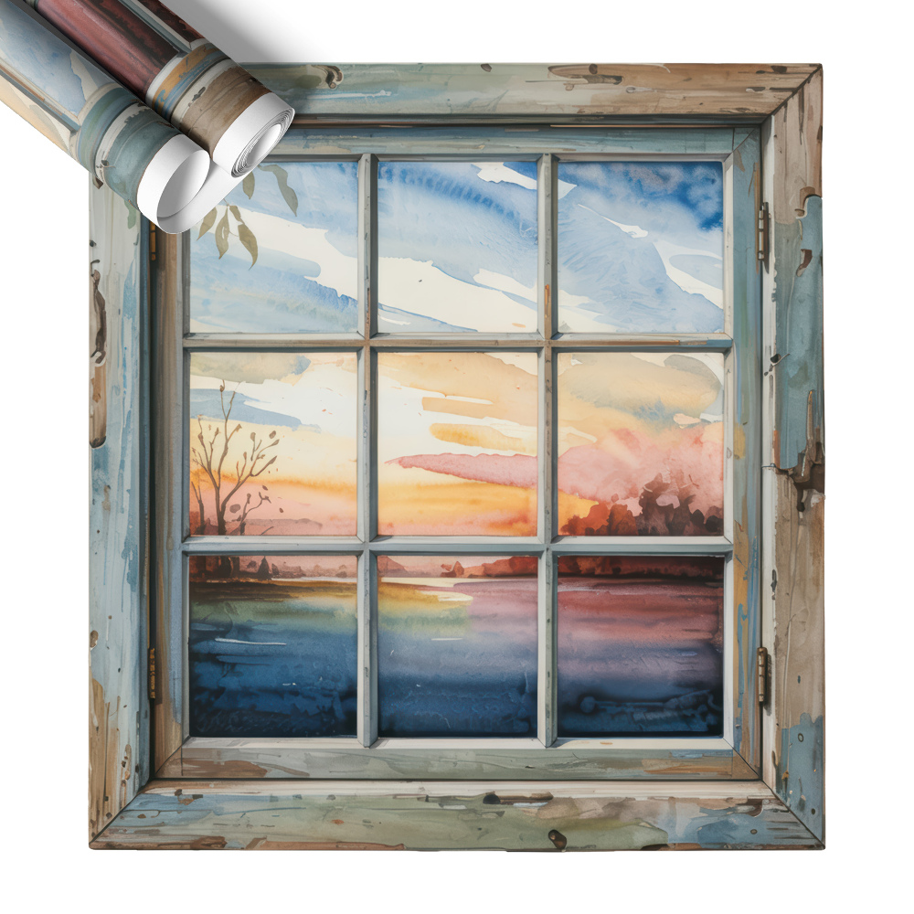 Fototapeta okno 3D 56x60 Okienne akwarele