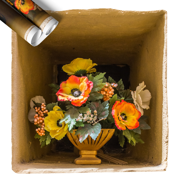 Naklejka ścienna 3D 57x60 Kwiaty wazon