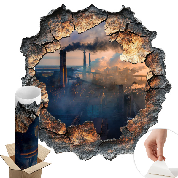 Naklejka 3D dziura 77x80 Przemysłowy krajobraz