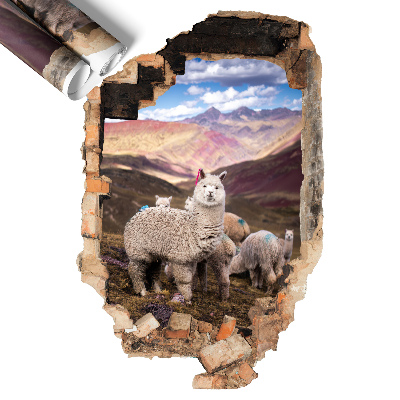 Naklejka 3D dziura 53x80 Alpaki góry