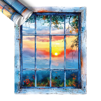 Naklejka okno 3D 66x80 Okienny zachód