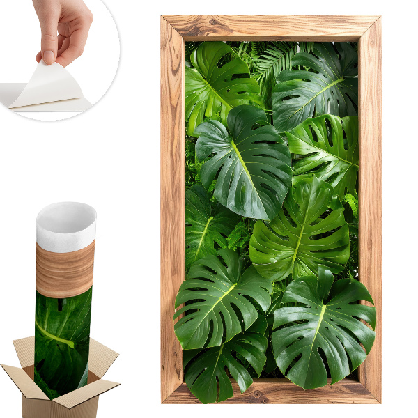 Naklejka okno 3D 46x80 Liście monstery