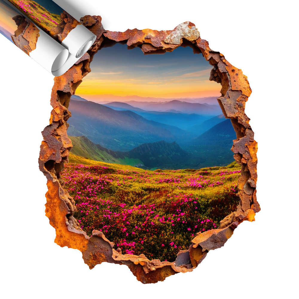 Naklejka 3D dziura 66x80 Kwiatowe góry