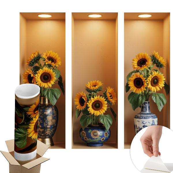 Naklejka 3D na ścianę 80x73 Słoneczniki bukiety