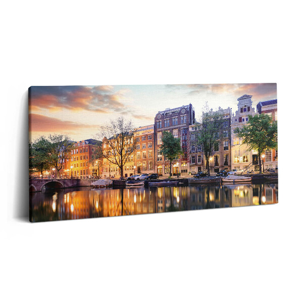 Fotoobraz canvas 100x50 Domy Amsterdam Holandia