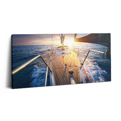 Fotoobraz canvas 100x50 Zachód słońca na pokładzie żaglówki